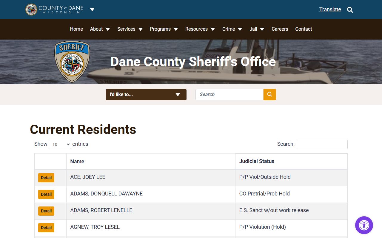 Dane County inmate roster current residents list
