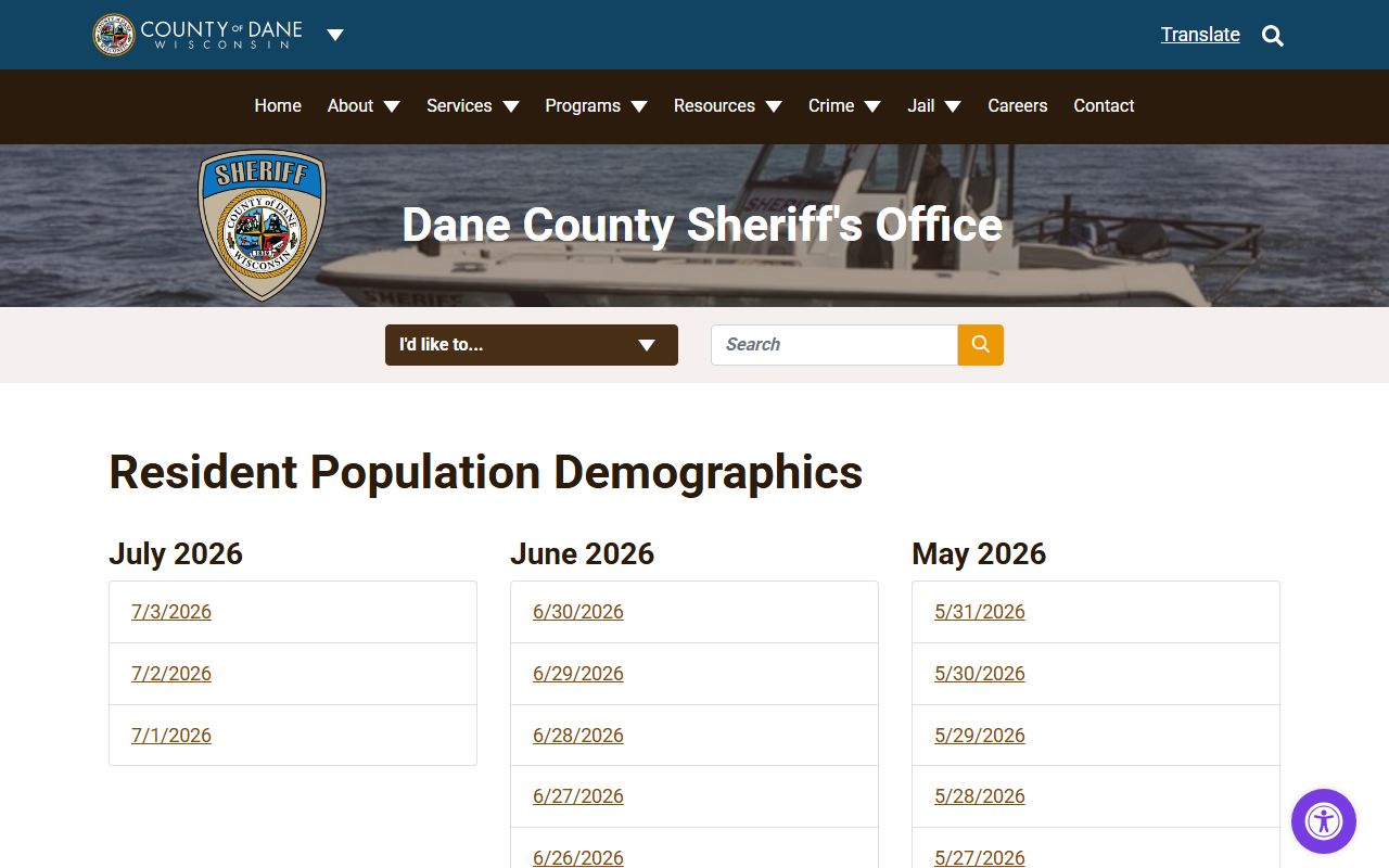 Dane County inmate population demographics report index