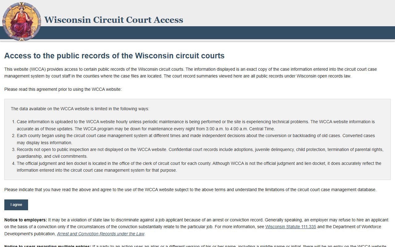 Dane County court records after jail arrest WCCA case search